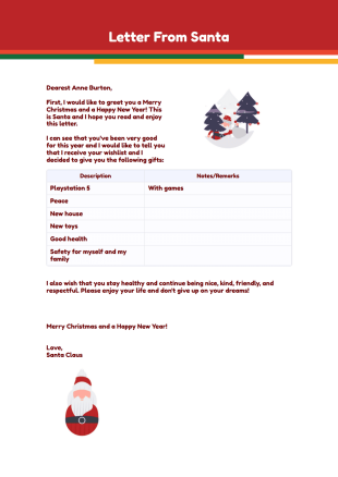 Letter From Santa PDF Template
