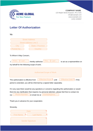 Letter of Authorization PDF Template
