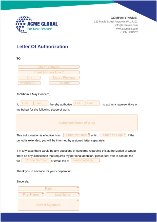 Letter of Authorization - PDF Templates | Jotform