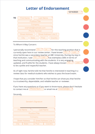 Letter of Endorsement Template - PDF Templates