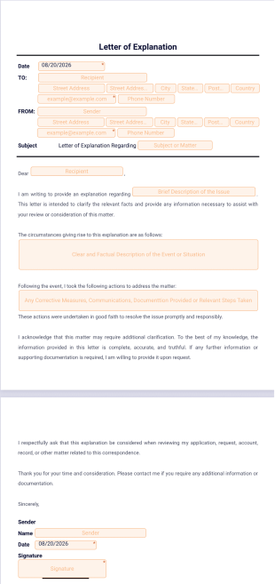 Letter of Explanation Template - PDF Templates