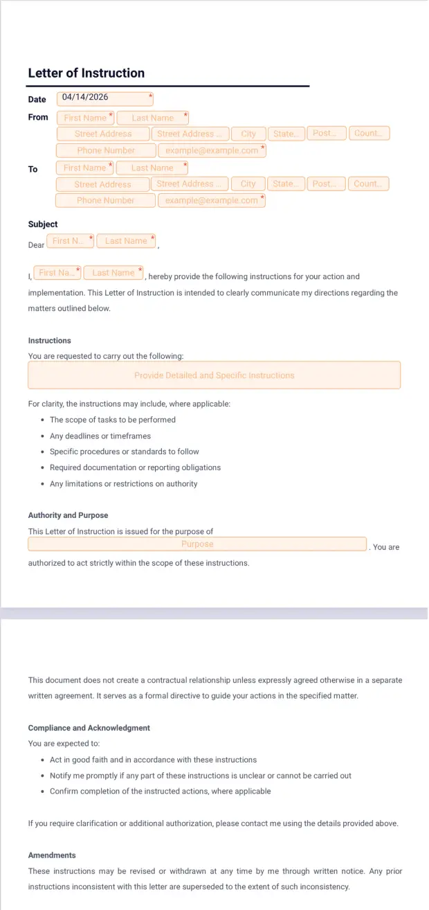 Letter of Instruction Template