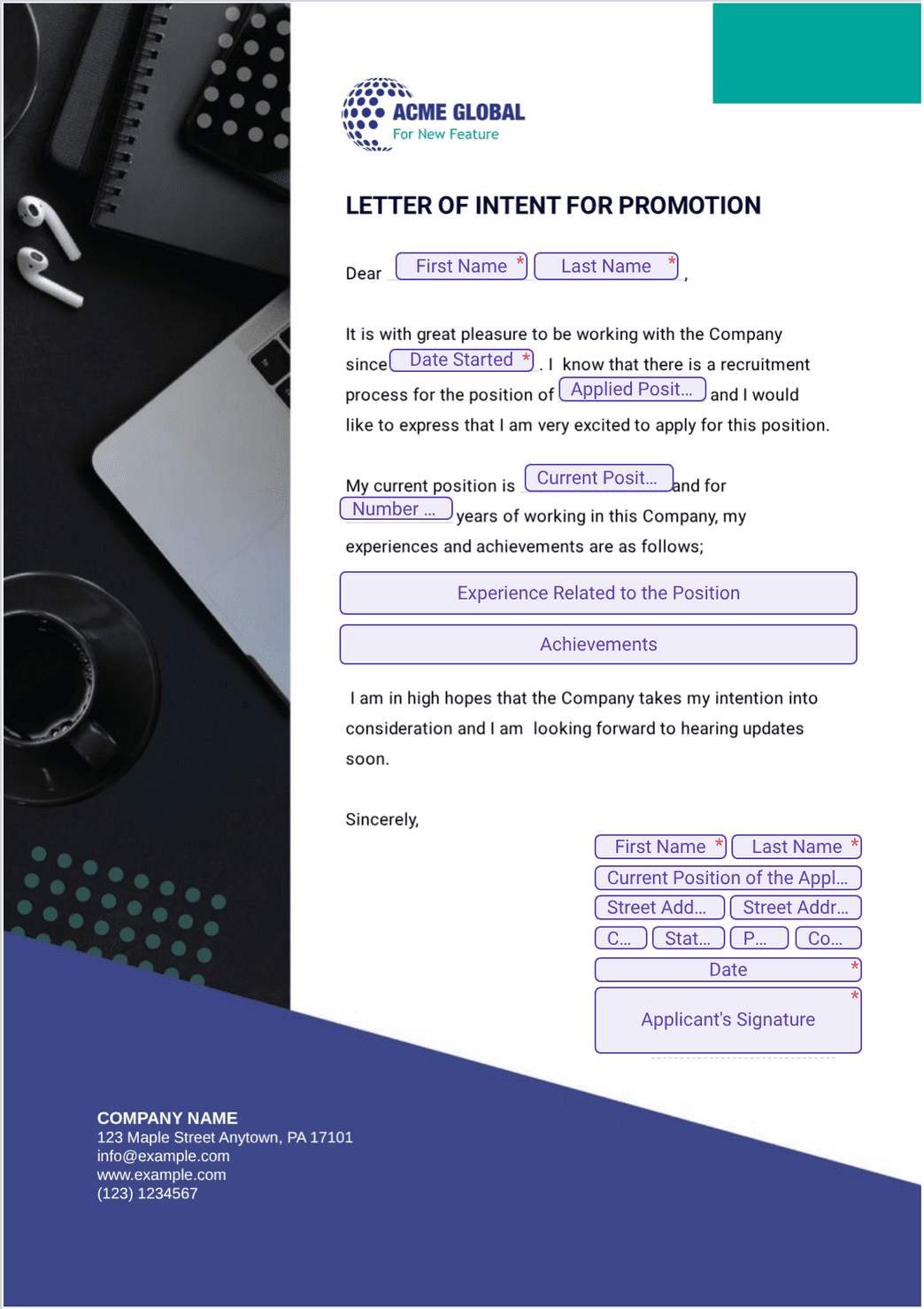 Letter of Intent for Promotion PDF Template Jotform