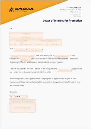 Letter of Interest for Promotion PDF Template