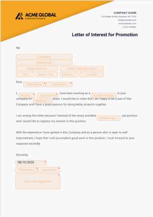 Letter of Interest for Promotion PDF Template