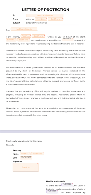 Letter of Protection PDF Template