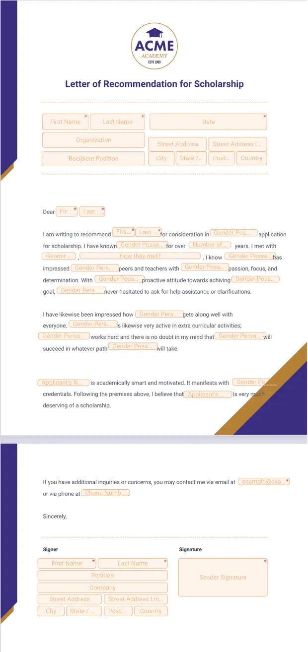 Letter of Recommendation for Scholarship