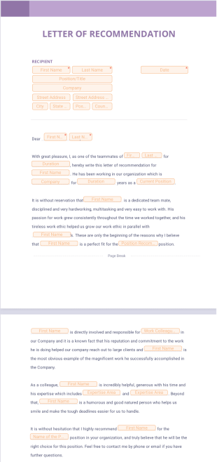 Letter of Recommendation Template for Coworker - PDF Templates