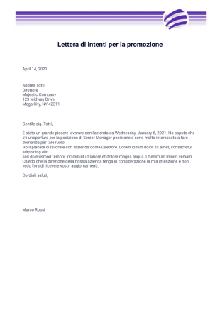Lettera di intenti per la promozione - PDF Templates