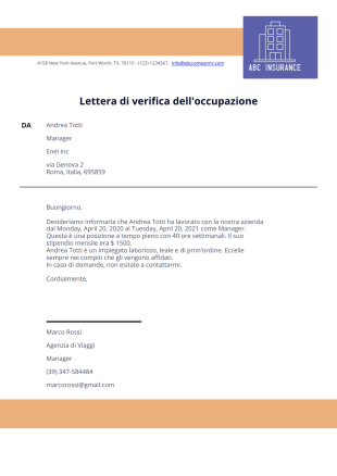 Lettera di verifica del precedente posto di lavoro Template PDF