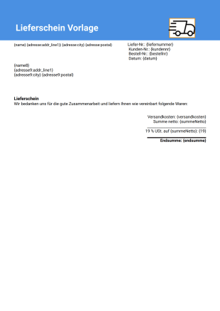 Lieferschein Vorlage - PDF Templates