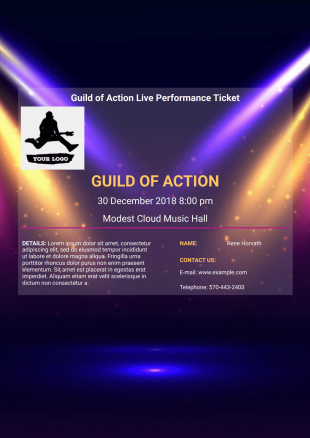 Live Performance Event Ticket Template - PDF Templates