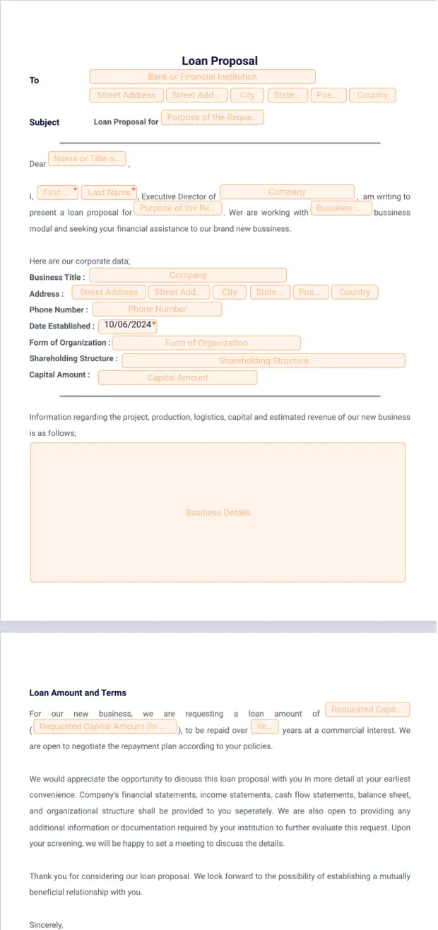 Loan Proposal Template