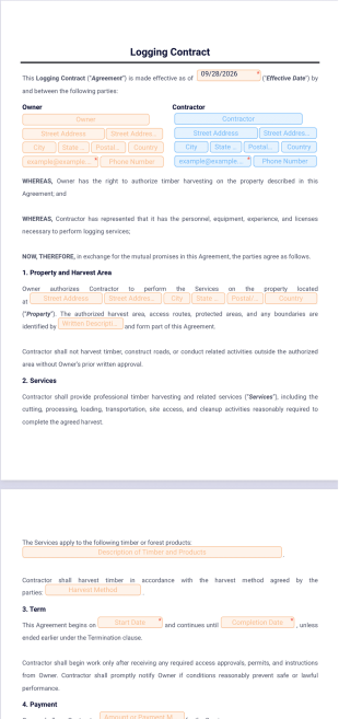Logging Contract Template - PDF Templates
