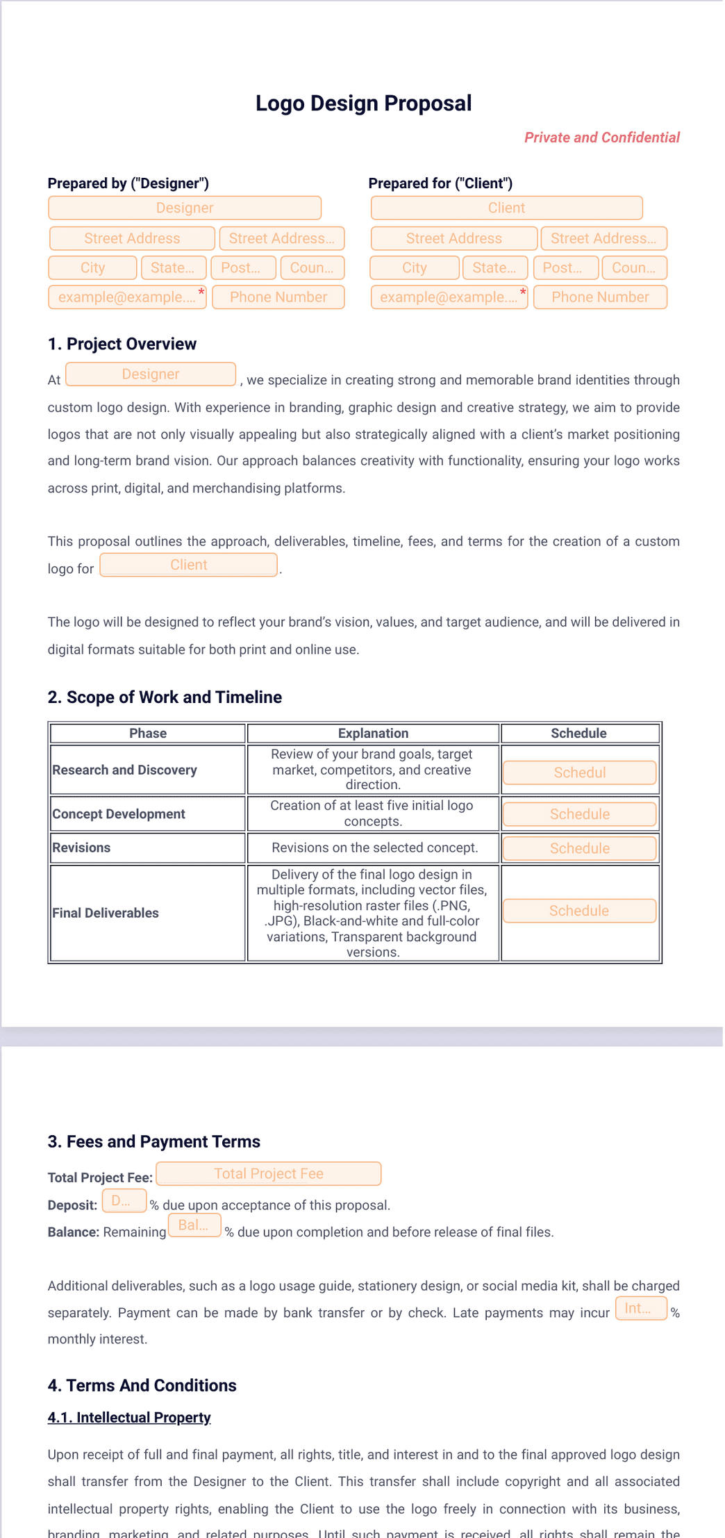 Logo Design Proposal Template - PDF Templates | Jotform