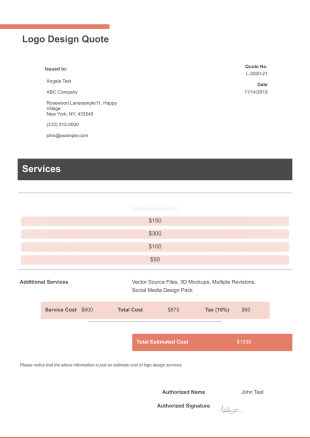 Logo Design Quote Template - PDF Templates