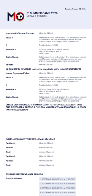 M10 Modulo Iscrizione Template PDF