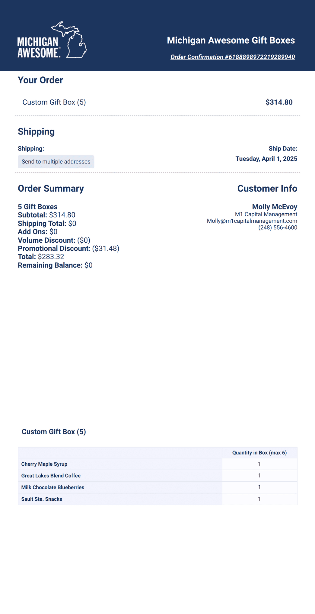 MA Gift Box Receipt PDF Template