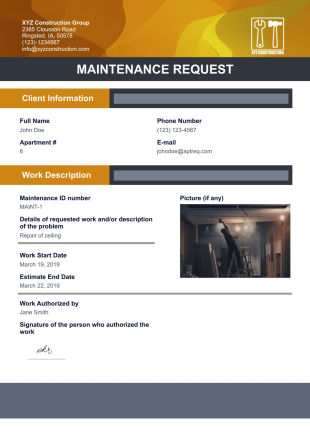 Maintenance Request Template - PDF Templates
