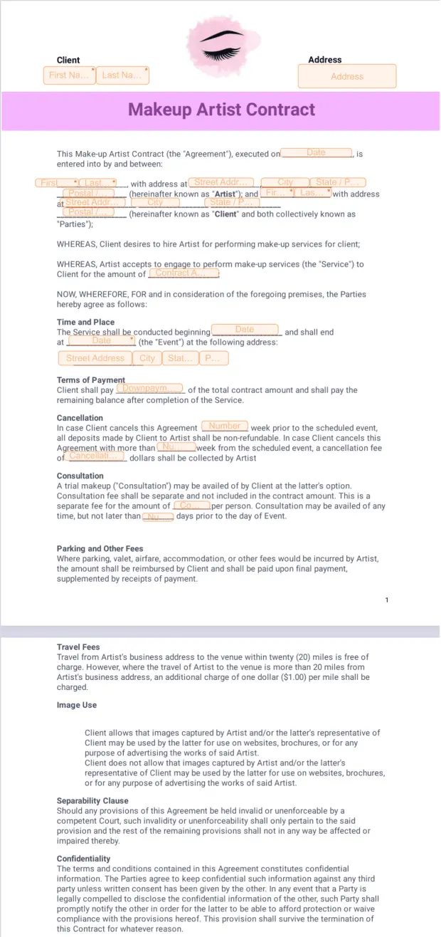 Makeup Artist Contract Template