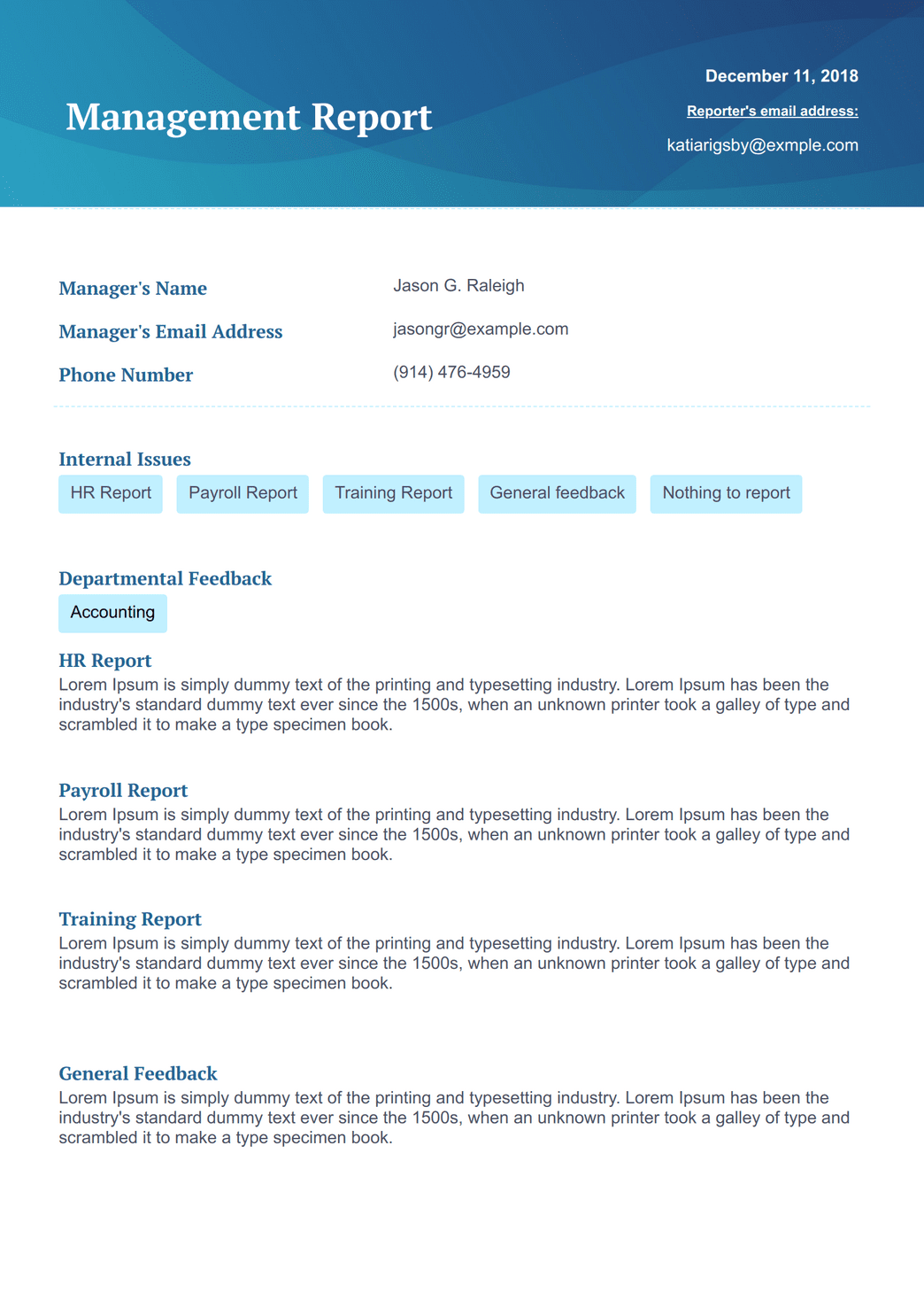 Management Report Format Samples The Ultimate List Of 42 Free Project
