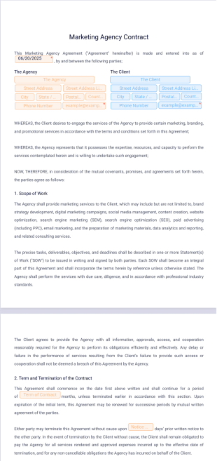 Marketing Agency Contract Template - Sign Templates