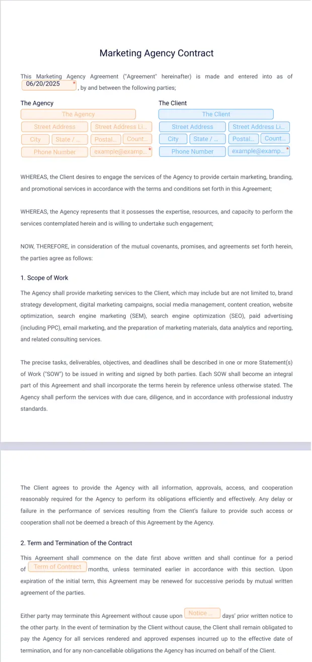 Marketing Agency Contract Template