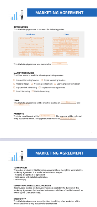 Marketing Agreement PDF Template