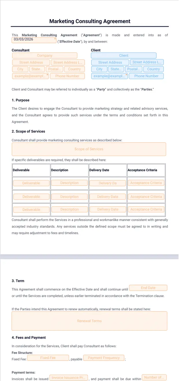 Marketing Consulting Agreement Template
