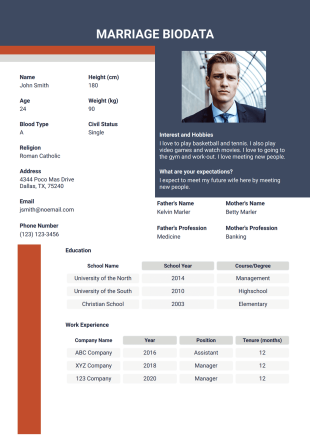 Marriage Biodata Template - PDF Templates