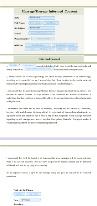 Massage Therapy Consent - Sign Templates