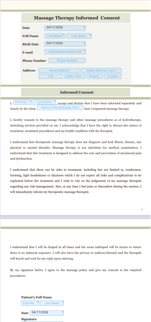 Massage Therapy Consent PDF Template
