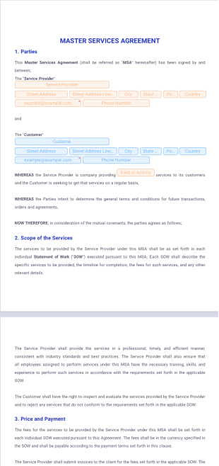 Master Service Agreement Template - Sign Templates
