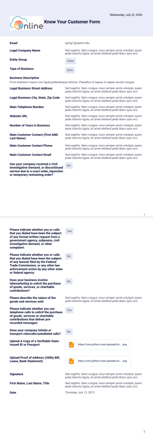 MCN KYC Form PDF Template