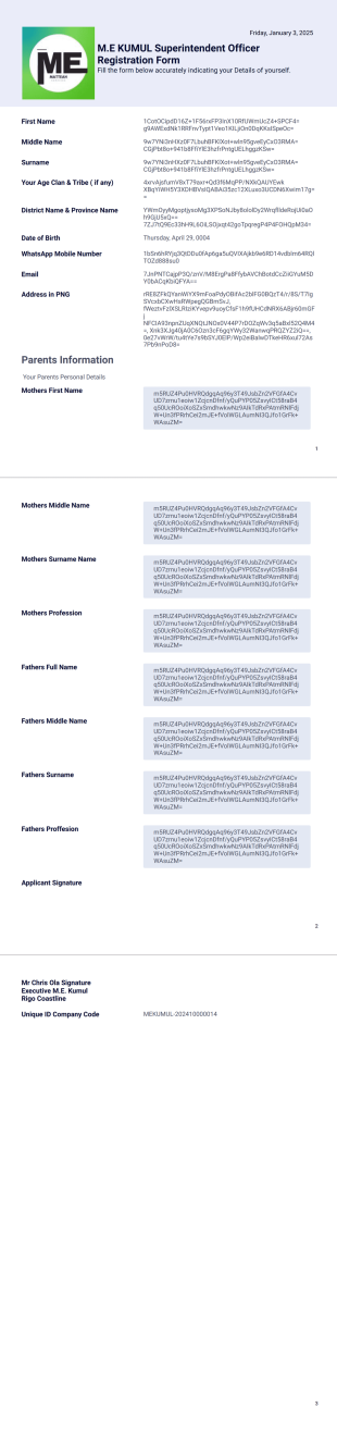 M.e. Kumul Superintendent Officer Registration Nid Form PDF Template