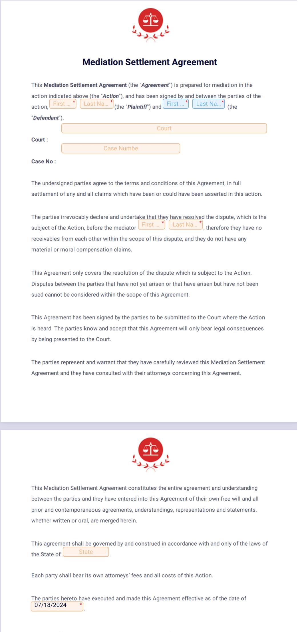 Image 6 for Mediation Outcome Agreement Template