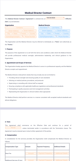 Medical Director Contract Template - PDF Templates