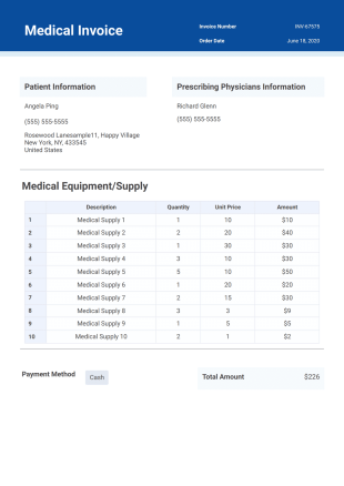 Medical Invoice Template - PDF Templates
