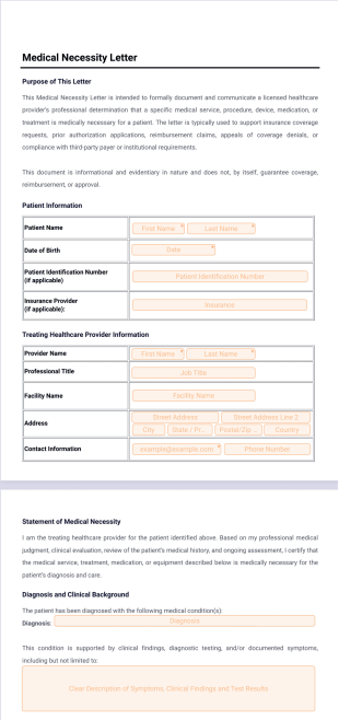 Medical Necessity Letter Template - PDF Templates
