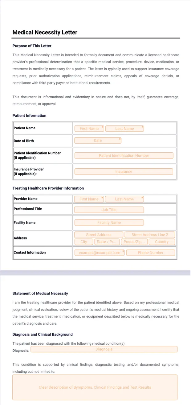 Medical Necessity Letter Template
