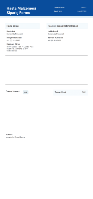 Medikal Fatura Örneği PDF Şablonu