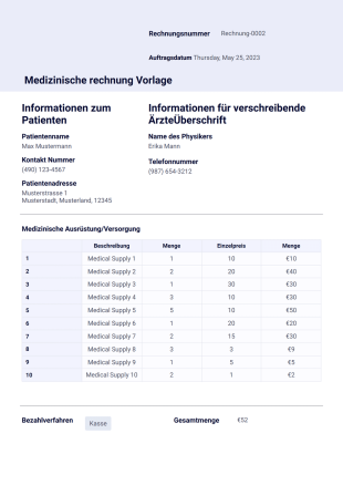 Medizinische Rechnung Vorlage - PDF Templates