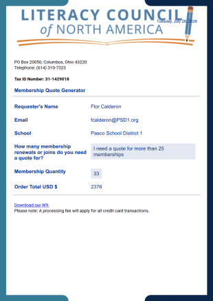Membership Quote PDF Template