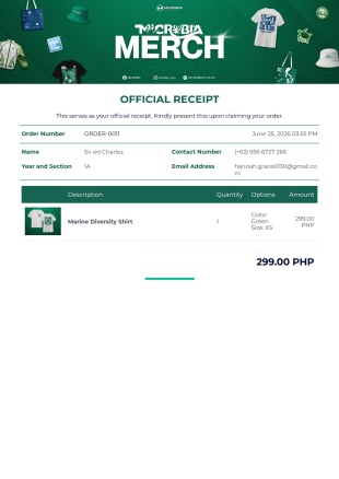 Merch Order Receipt PDF Template