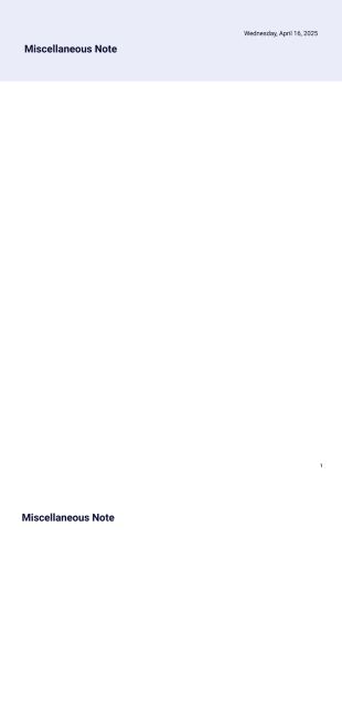 Miscellaneous Note - PDF Templates