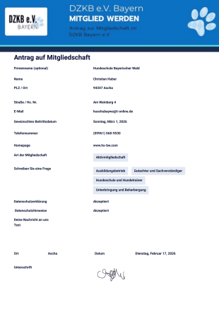 Mitglied PDF-Vorlage