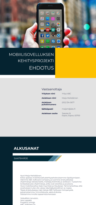 Mobiilisovelluksen kehitysehdotus - PDF Templates