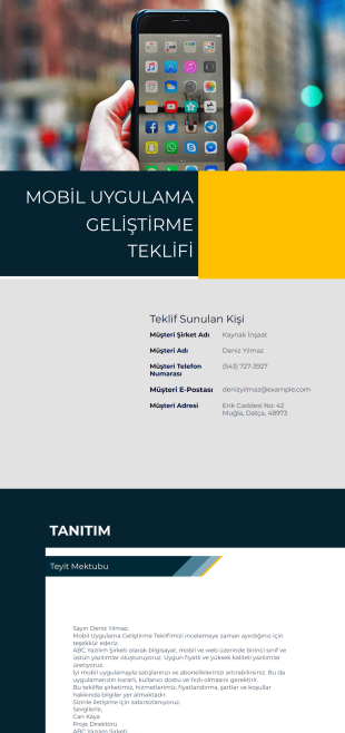 Mobil Uygulama Geliştirme Teklifi Şablonu - PDF Templates