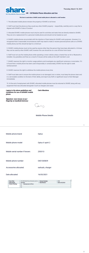 Mobile Phone Allocation & Use PDF Template