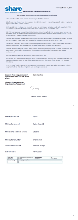 Mobile Phone Allocation & Use PDF Template
